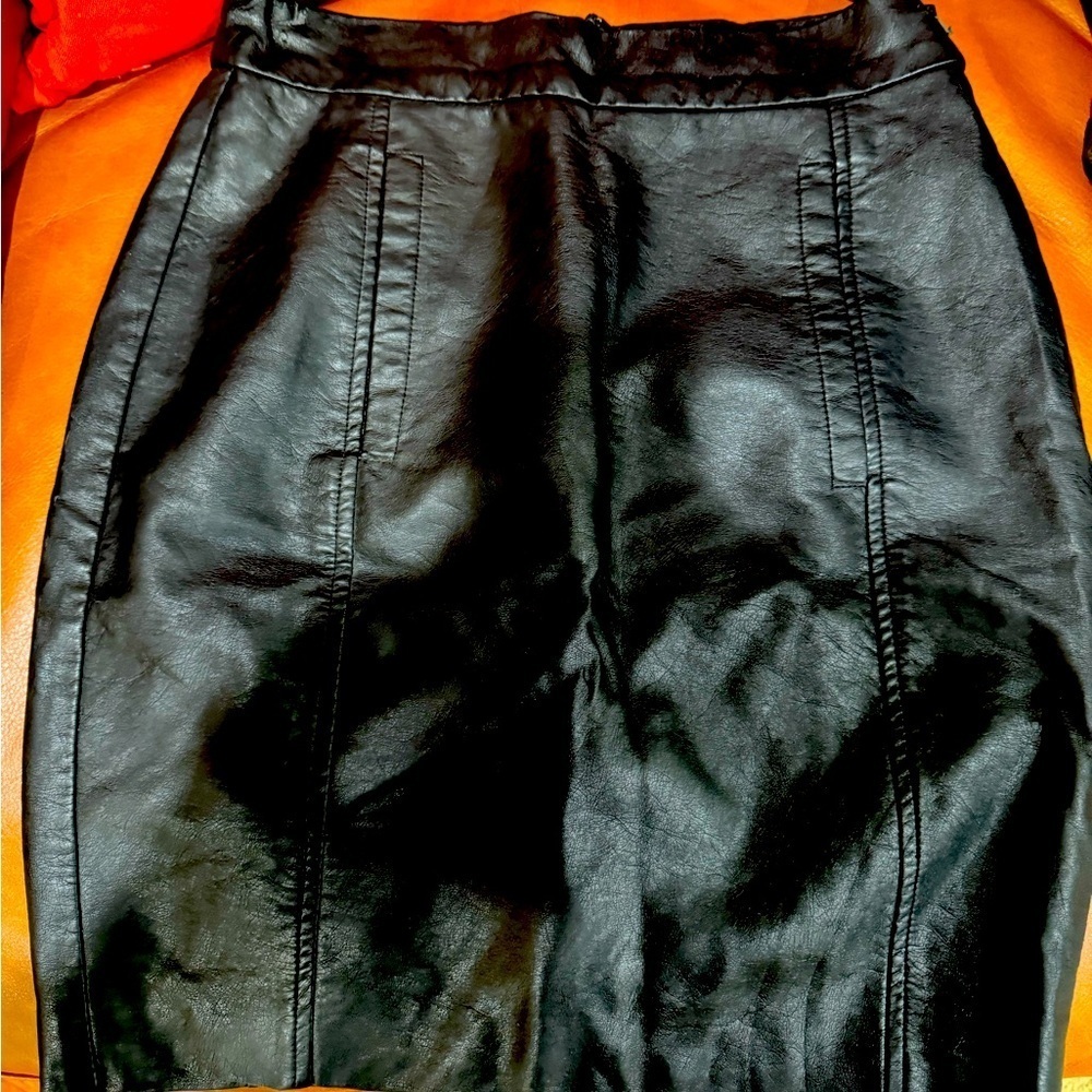 French Connection Black Leather Skirt